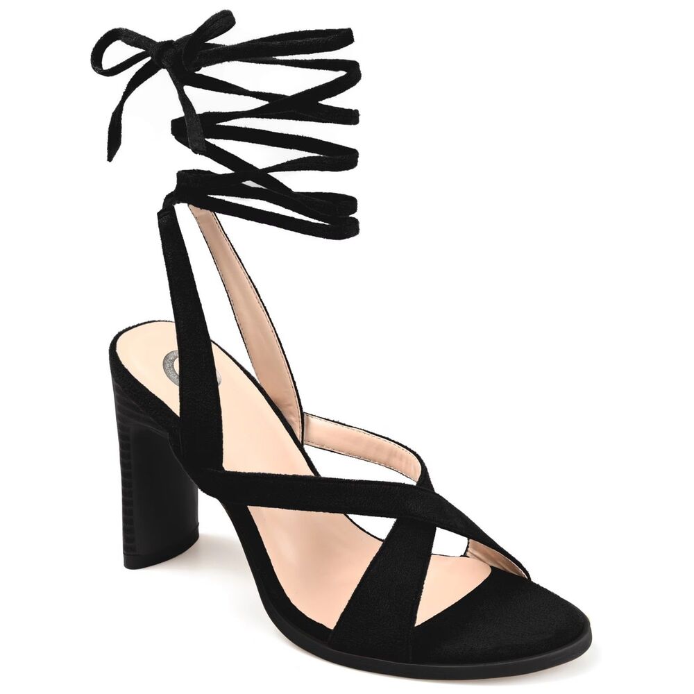 Journee Collection Women 10 M Black Adalee Strappy Block Heel Sandals NIB TG2